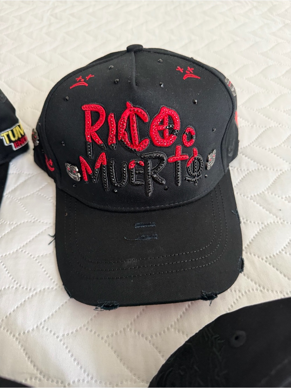 Black and Red "Rice o Muerto" street style hats